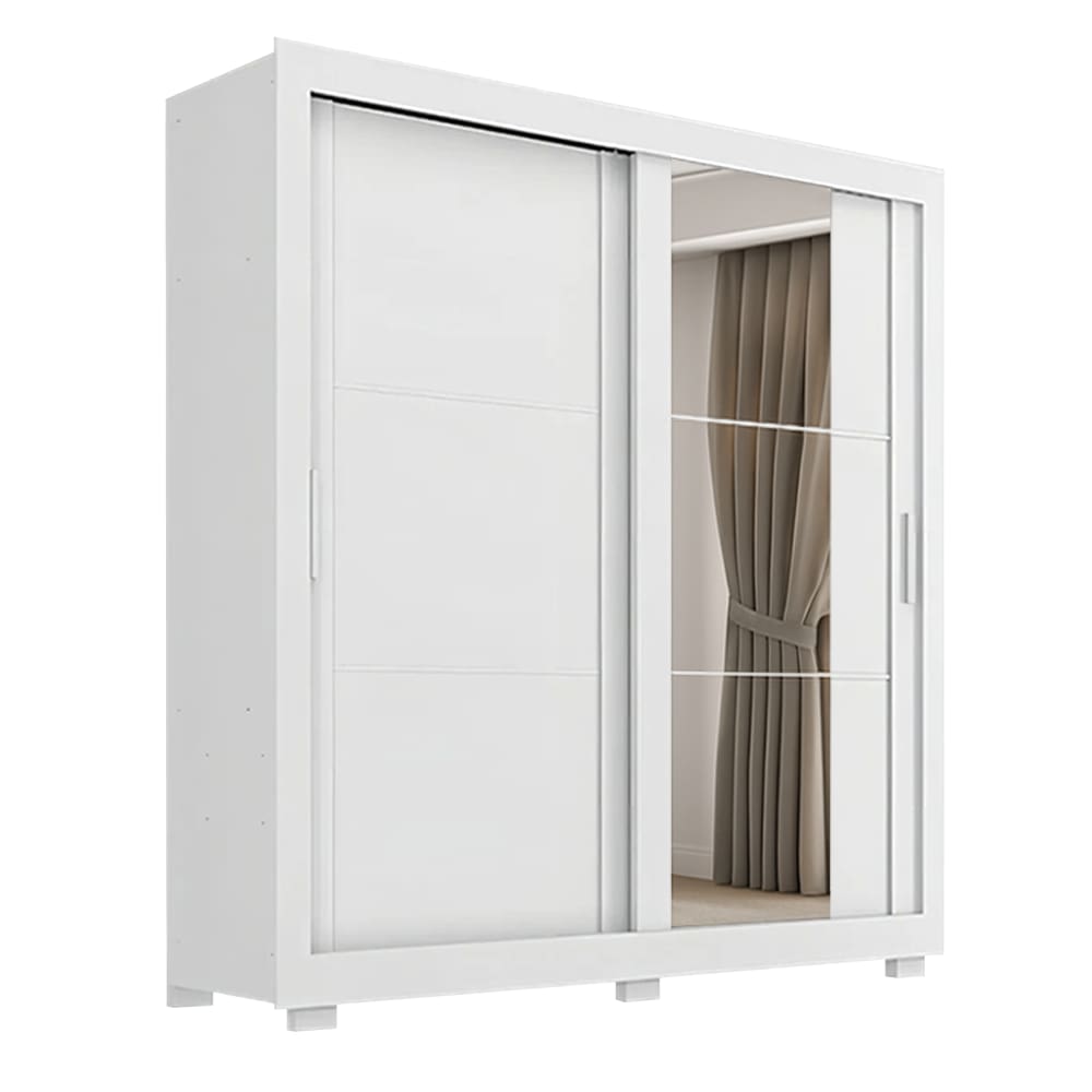 Guarda Roupas Casal com Espelho 2 Portas de Correr 4 Gavetas Siena