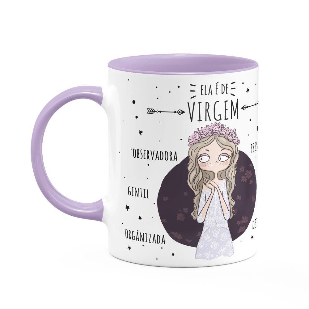 Caneca Signos Cartoon - Ela é de Virgem - B-lilac