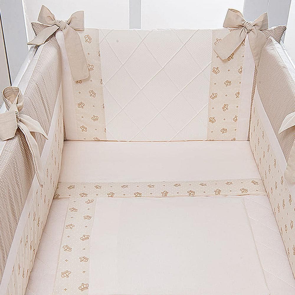 Kit Para Mini Berço 7 Peças Coroa Caqui