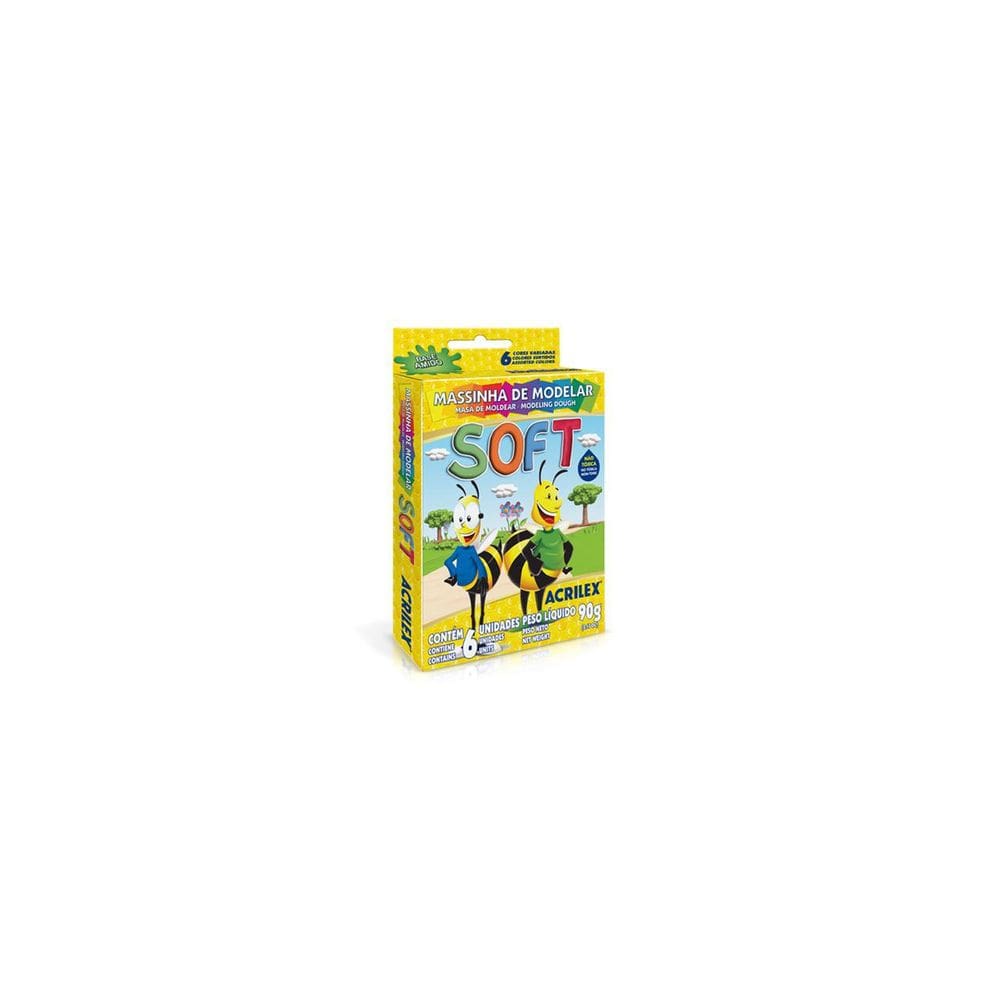 Massinha Modelar Soft Com 6 Cores 90G - Kit Com 2 Unidades