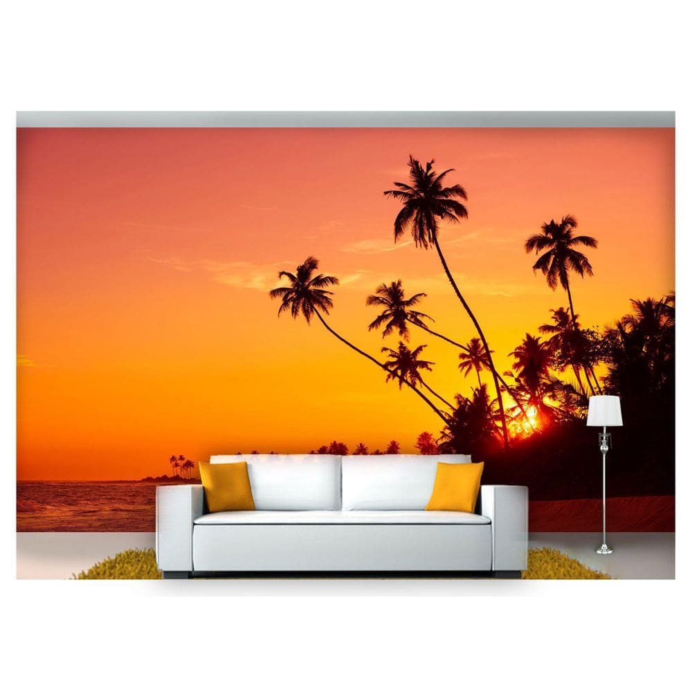 Papel De Parede Praia Mar Por Do Sol Coqueiro  Npr223