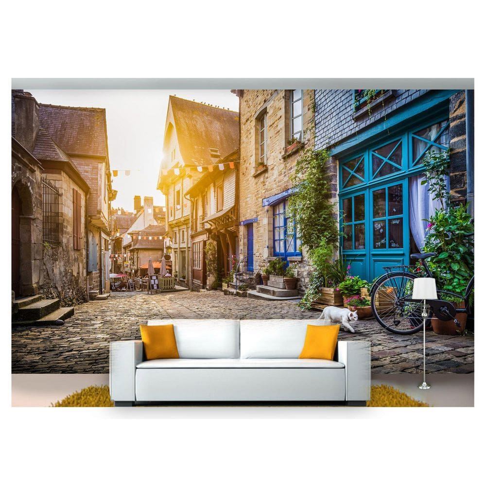 Papel De Parede Cidade Antiga Rua Européia 3D Cda14