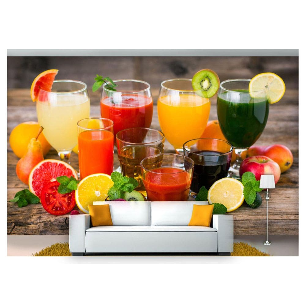 Papel De Parede Suco Frutas Smoothies Polpa 3D Al175