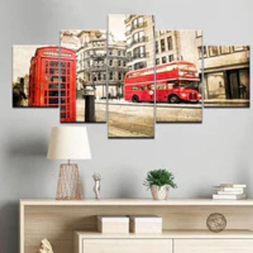 Quadro Decorativo Mosaico De 5 Peças Cidade De Londres
