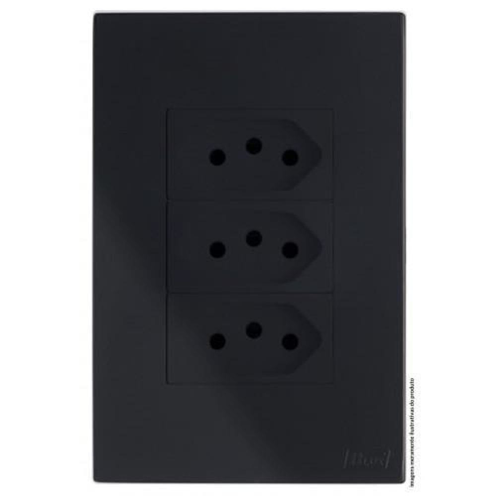 Kit Tomada Tripla 10A 4X2 Brs12190-8Bk