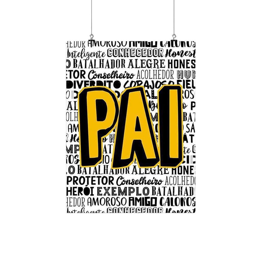 Placa Decorativa Branca Pai, Palavras 20X30Cm