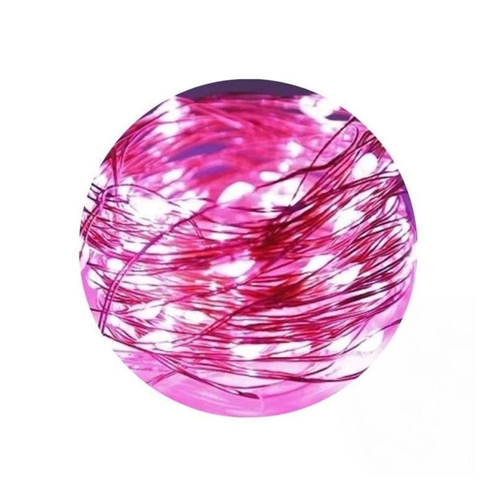 Kit 03 Fio De Fada Led Rosa 10 Metros Luz De Decoração