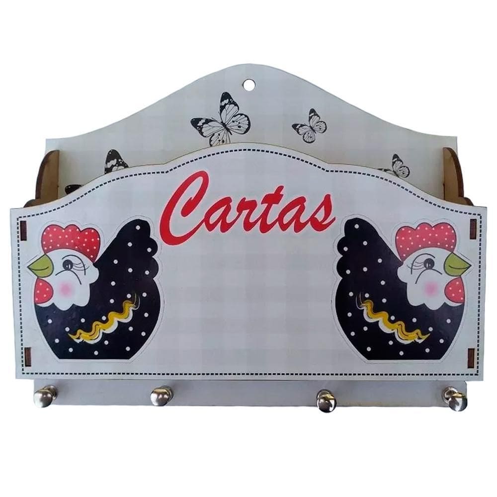 Porta Cartas Com Porta Chaves Chaveiro - Galinha-D`Angola
