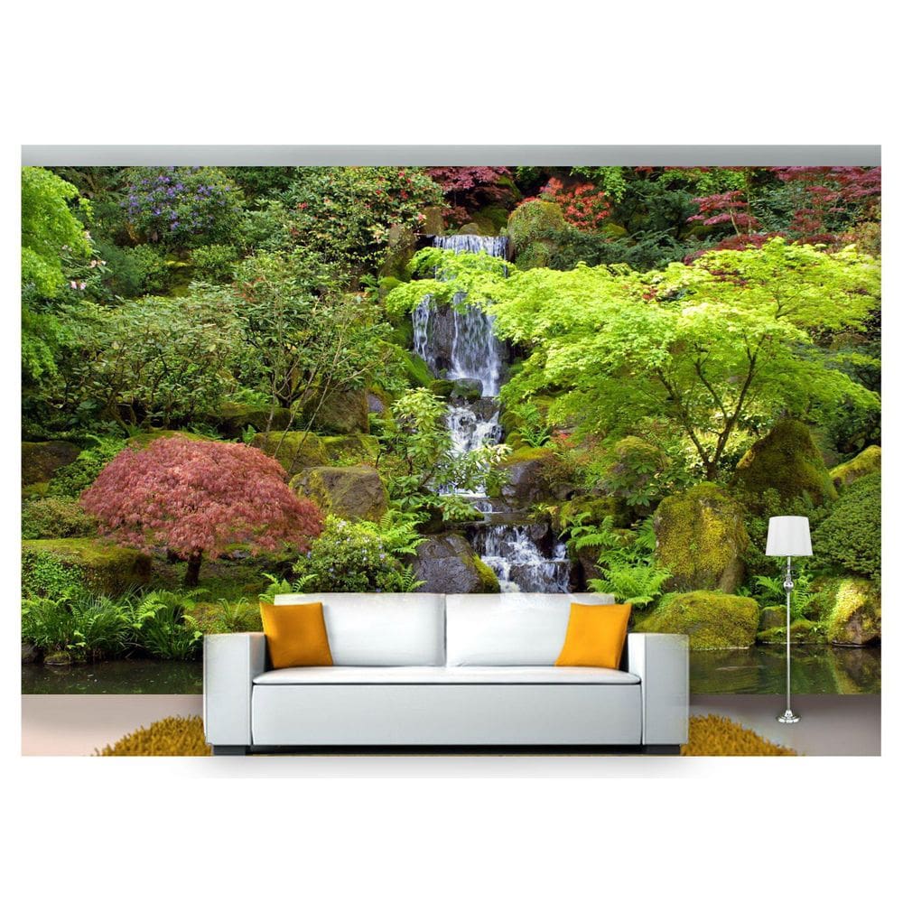 Papel De Parede Jardim Japonês Cachoeira 3D 7,50m² Jjp10
