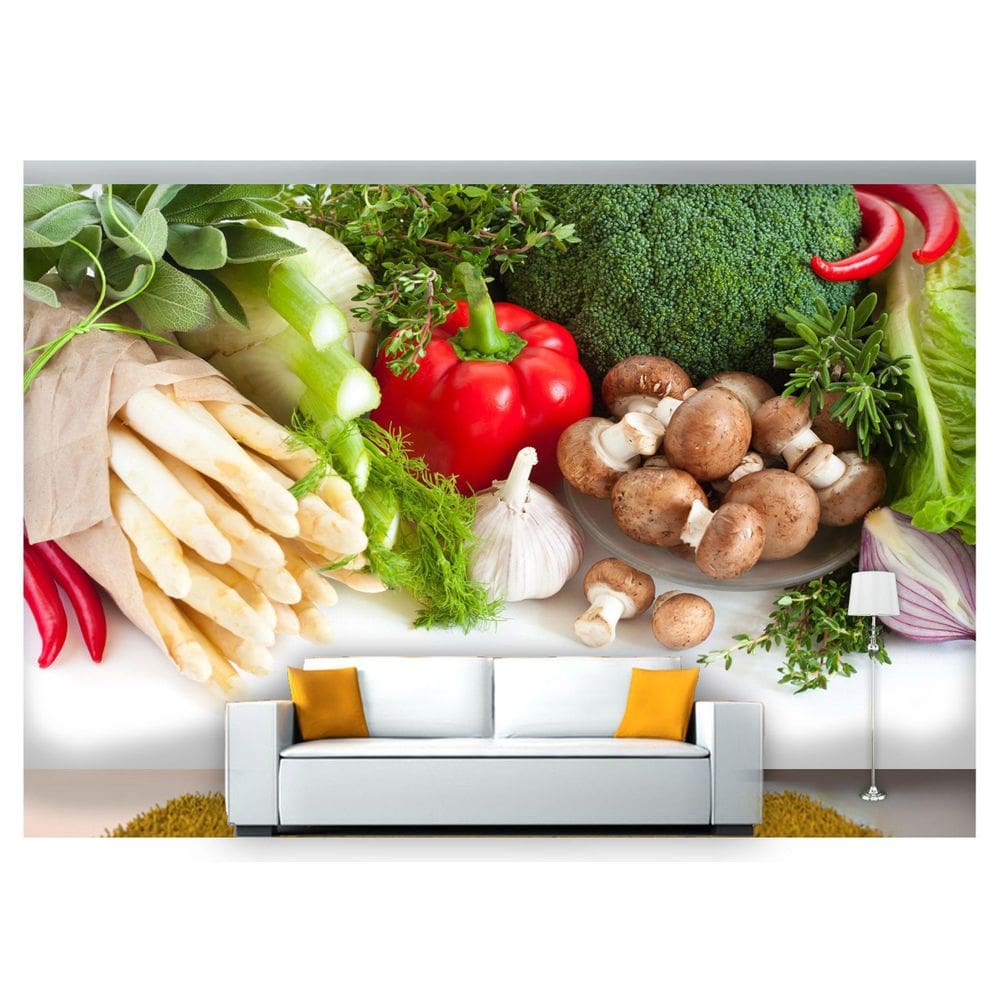 Papel De Parede Frutas Vegetais Sacolão 3D Al226