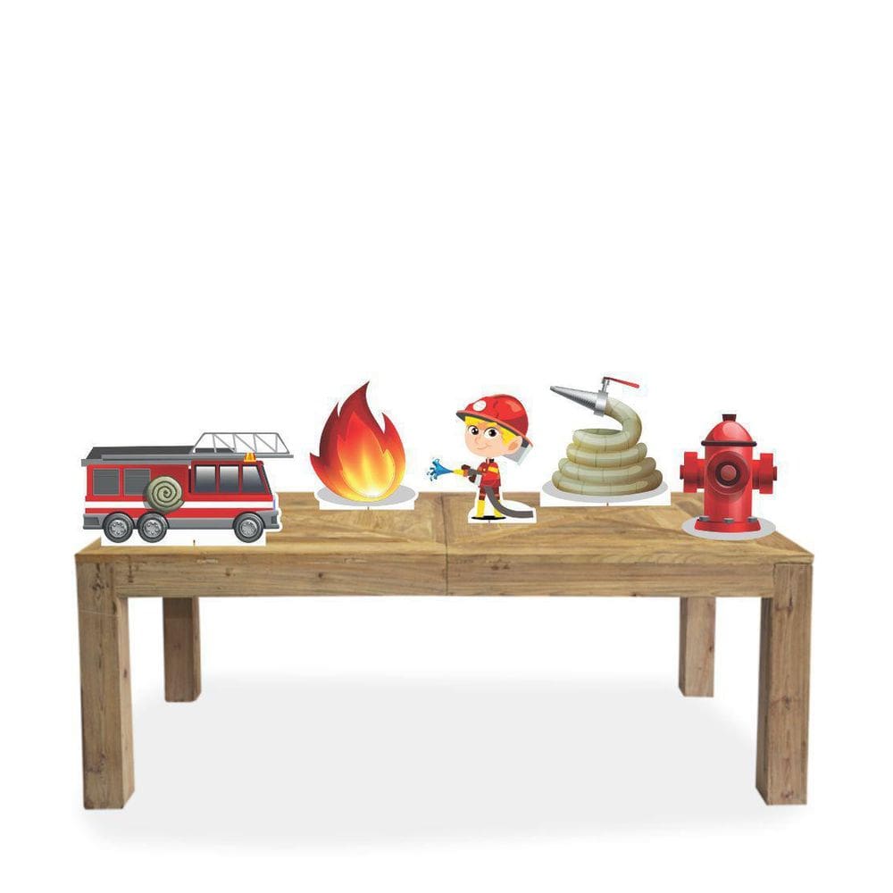 Kit Display Festa Bombeiro Cabelo Loiro 5 Peças