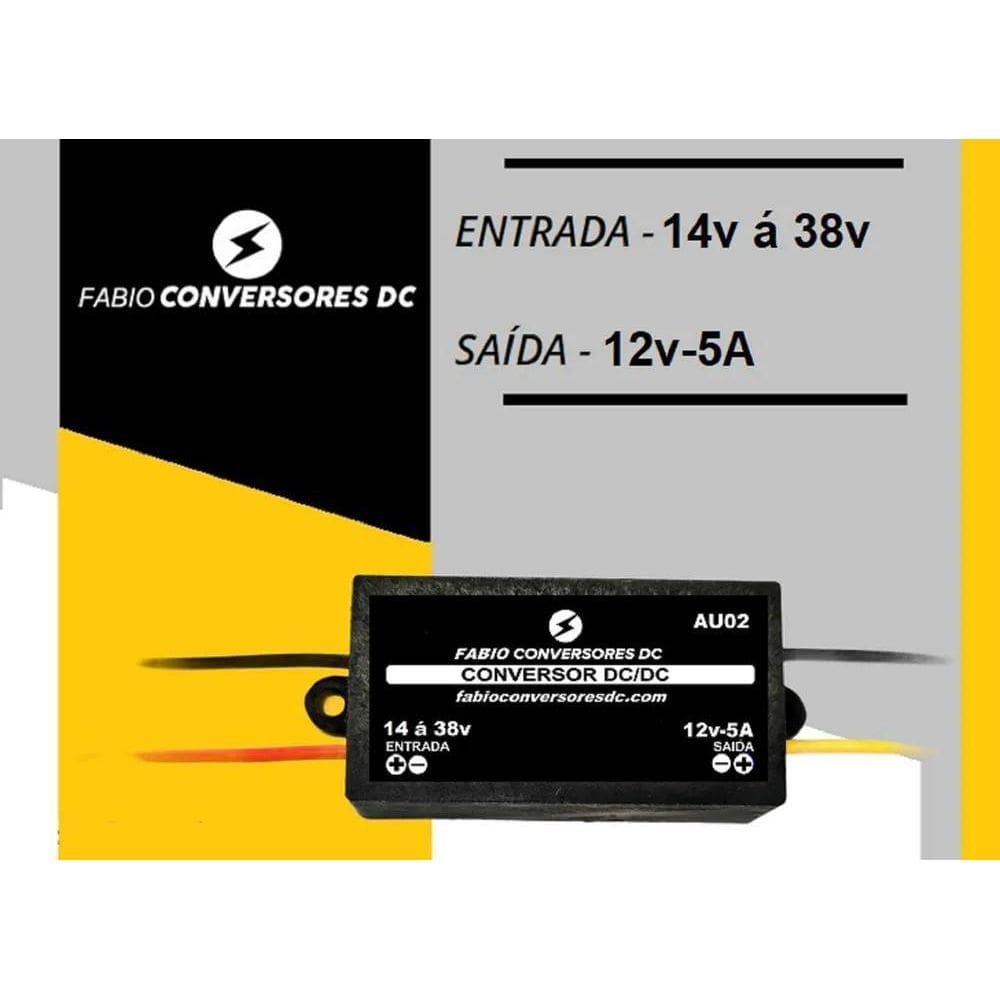 Conversor 24V Para 12V 60W Estável Fabio Au02 Eficiência 96%