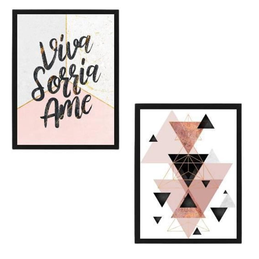 Kit 2 Quadros Decorativos Viva, Sorria, Ame 20X30Cm