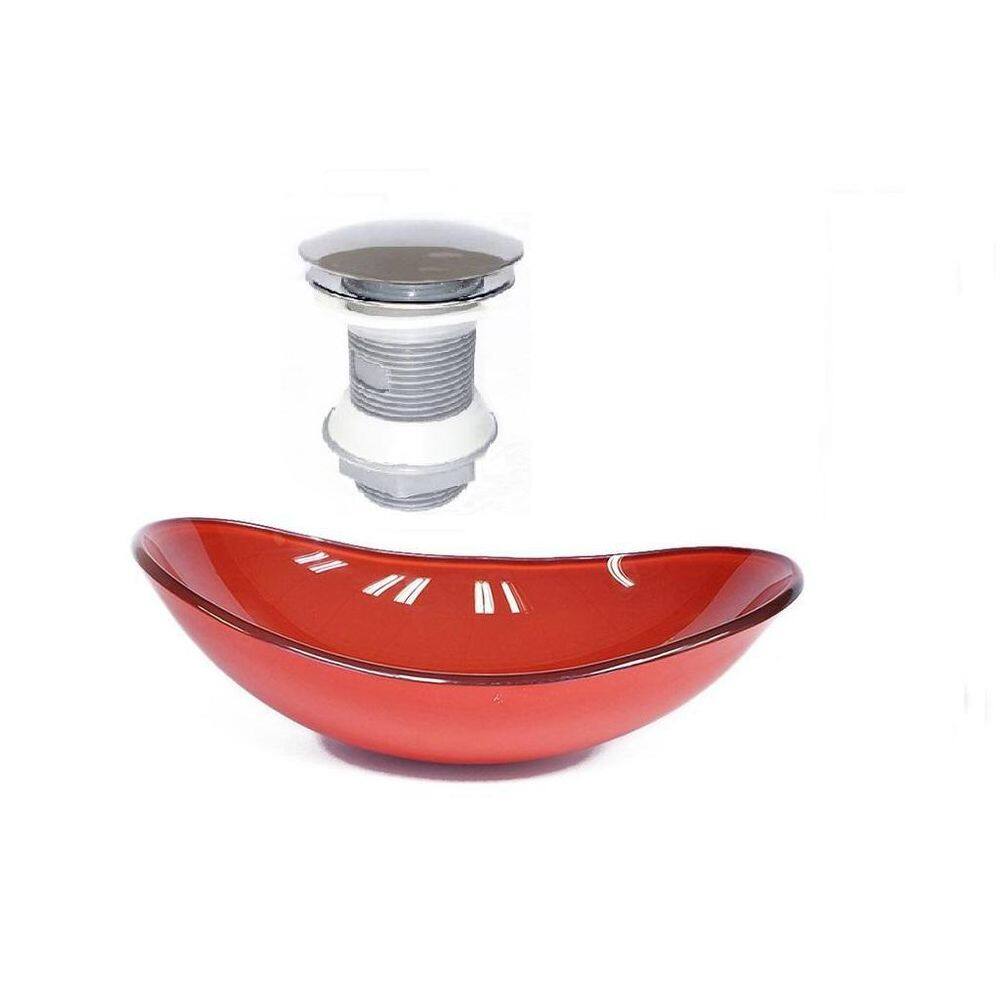 Cuba De Vidro Oval 55Cm Vermelho Ferrari + Valvula Click