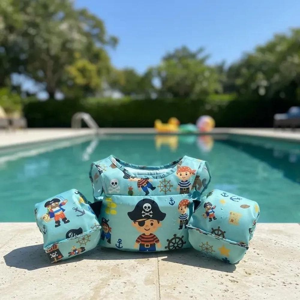 Colete Boia Infantil Piscina Segurança Sem Furar Pirata