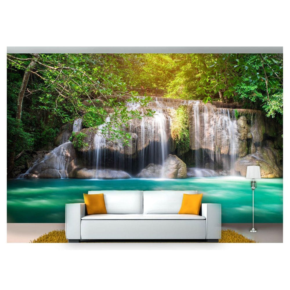 Papel De Parede Cachoeira Natureza Mata 3D Nch163