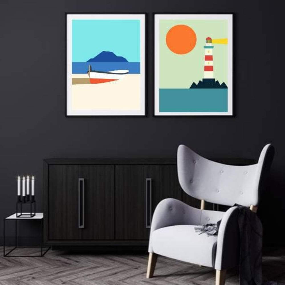 Kit 2 Quadros Decorativos Marinha 34x23cm