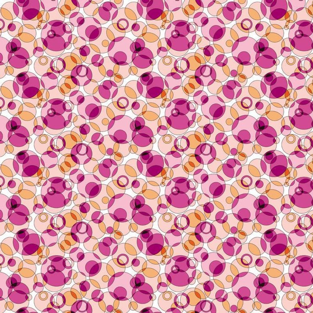 Papel De Parede Circulos Rosa E Laranjas Autocolante Sala