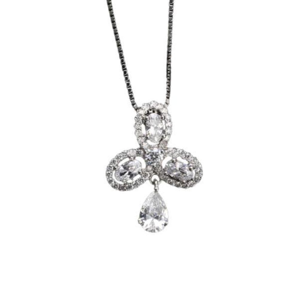 Colar Prata Com Pingente 3 Folhas