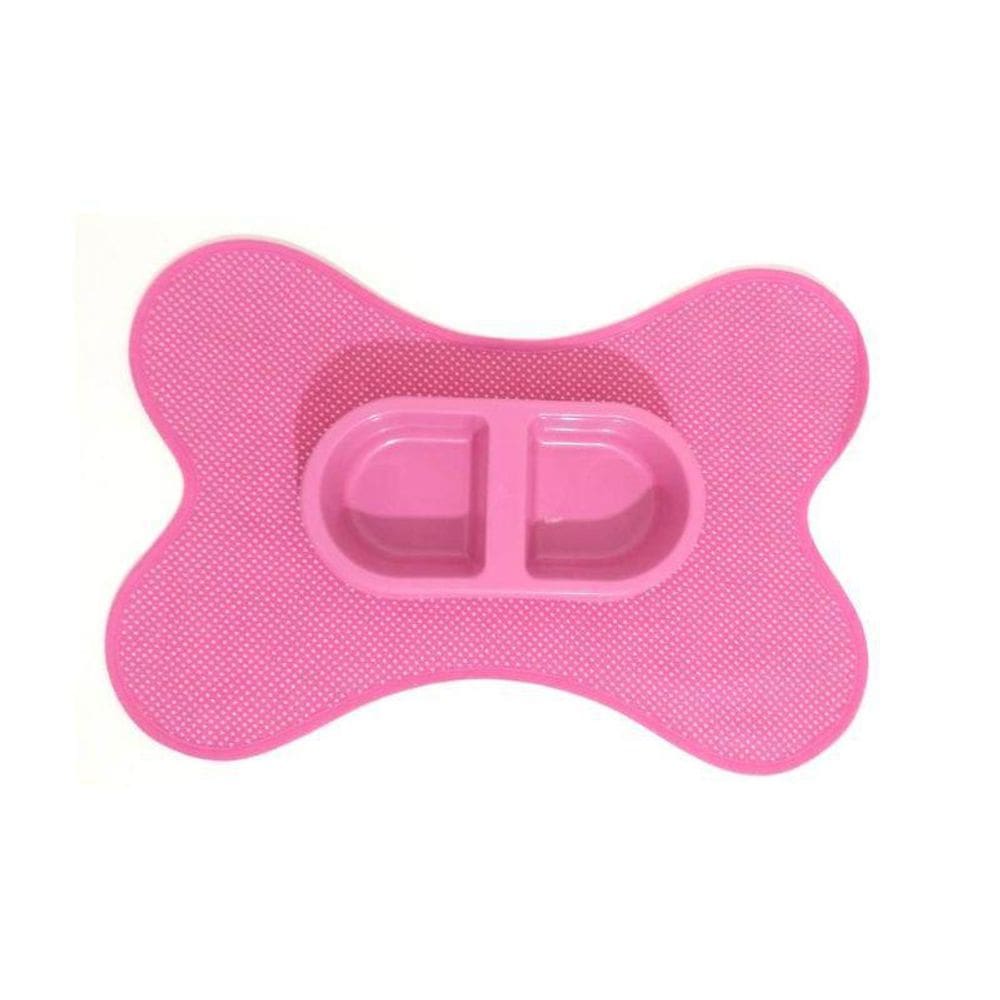 Kit Tapete Rosa Poá Comedouro/Bebedouro Rosa 300Ml