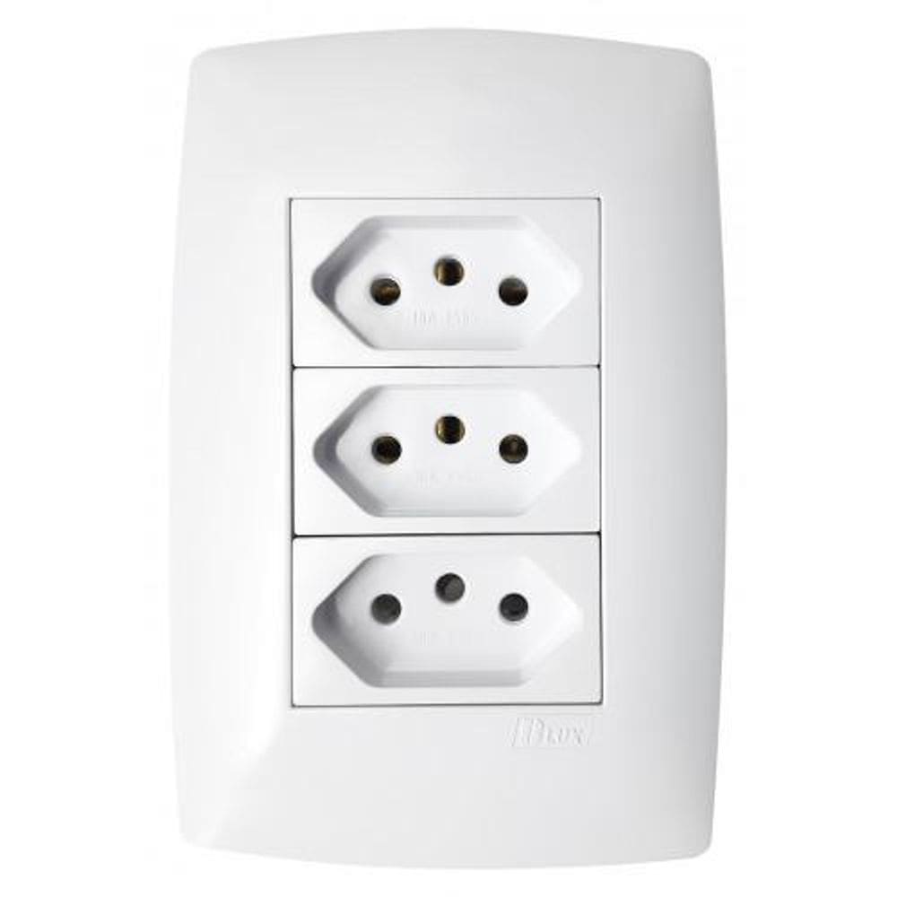 Conjunto Tomada Tripla 10A 4X2-Blux Home Branco -Bh10723-9Br