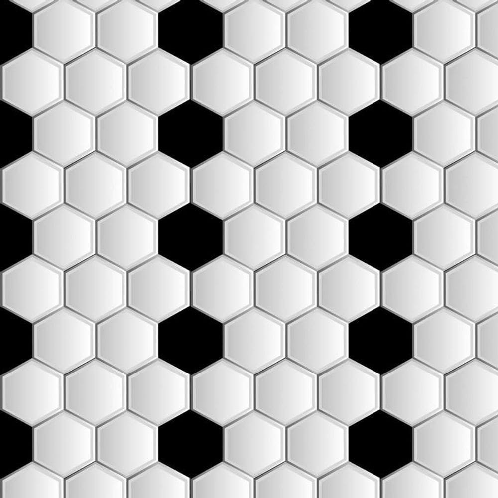 Papel De Parede Hexagono Preto E Branco Adesivo Sala Quarto