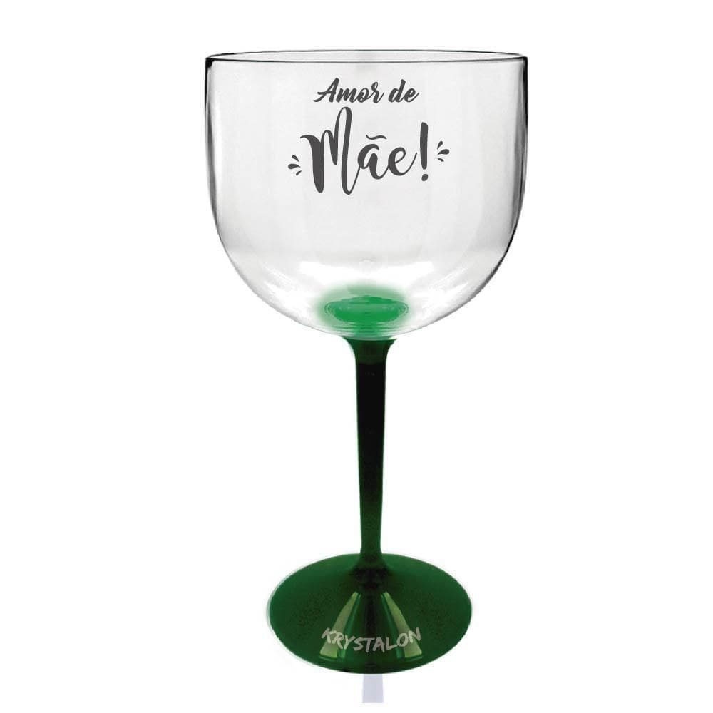 Taça Gin Bicolor Verde Para Dia Das Mães - Amor De Mãe