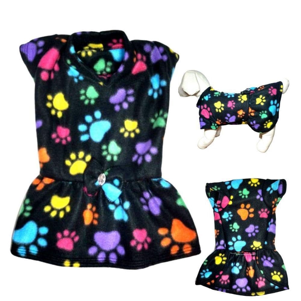 Roupa De Inverno Para Cães - Vestido Soft Preto Colorido P