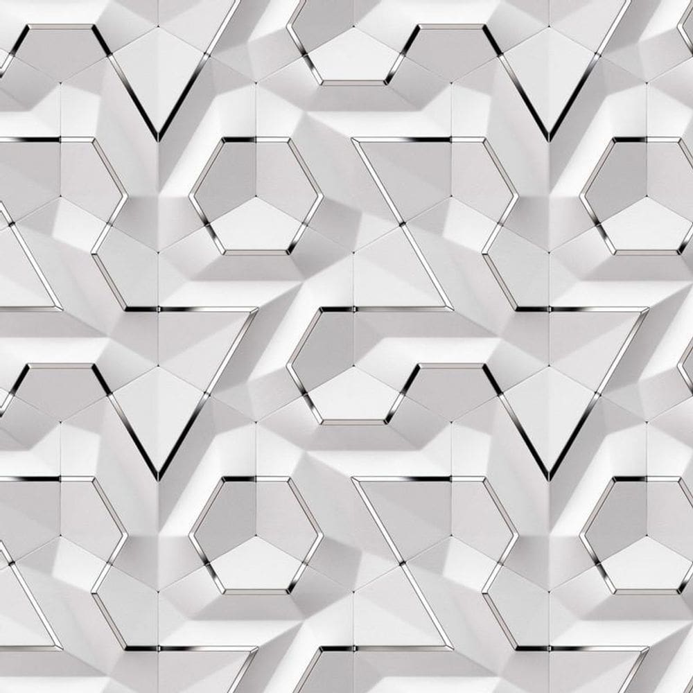 Papel De Parede 3D Hexagano E Triangulo Geometrico Adesivo