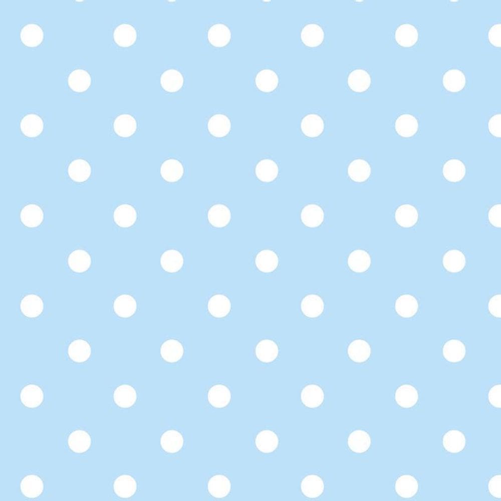 Papel De Parede Azul Claro E Bolinhas Brancas Autocolante