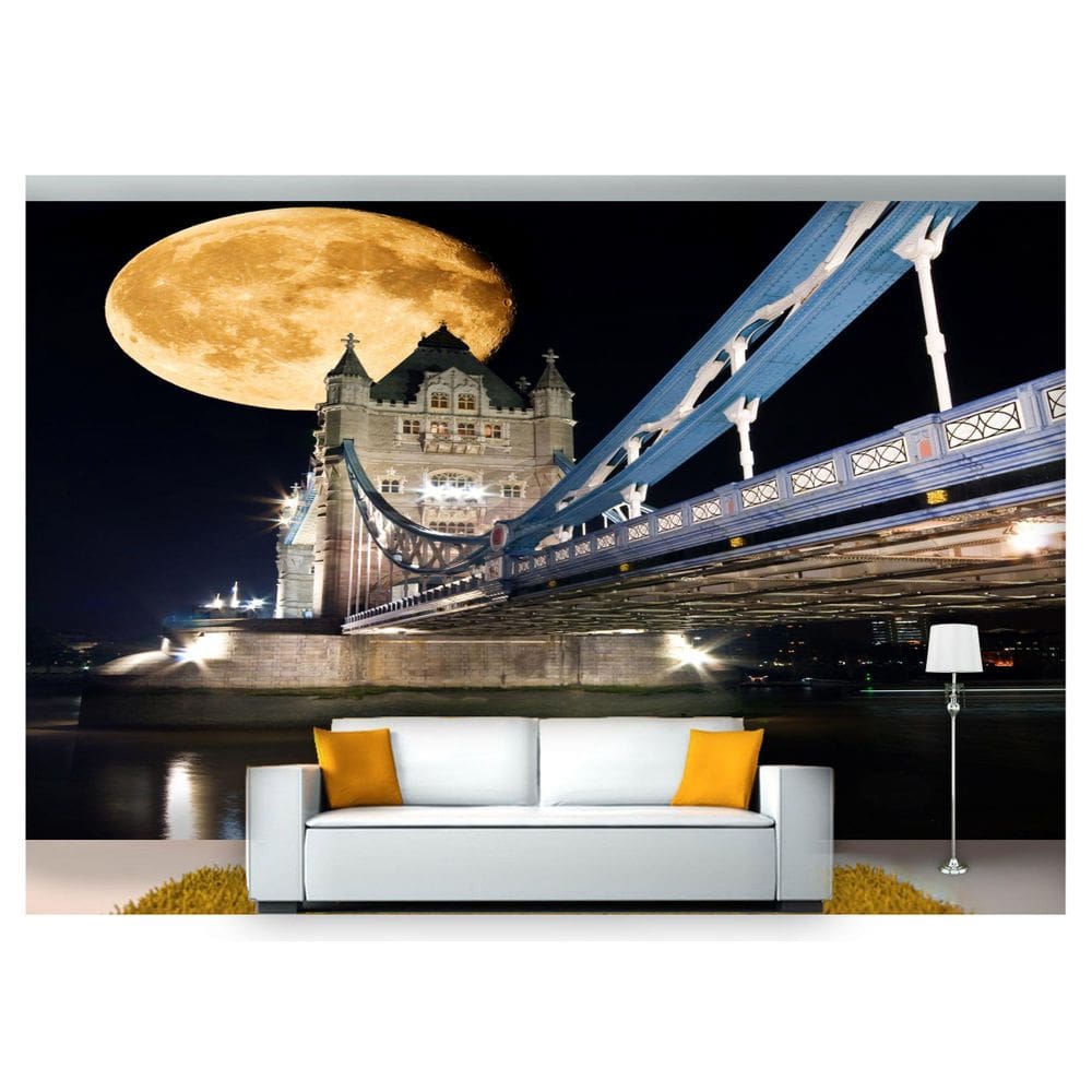 Papel De Parede Lua Cheia Ponte Londres 3D Lua02