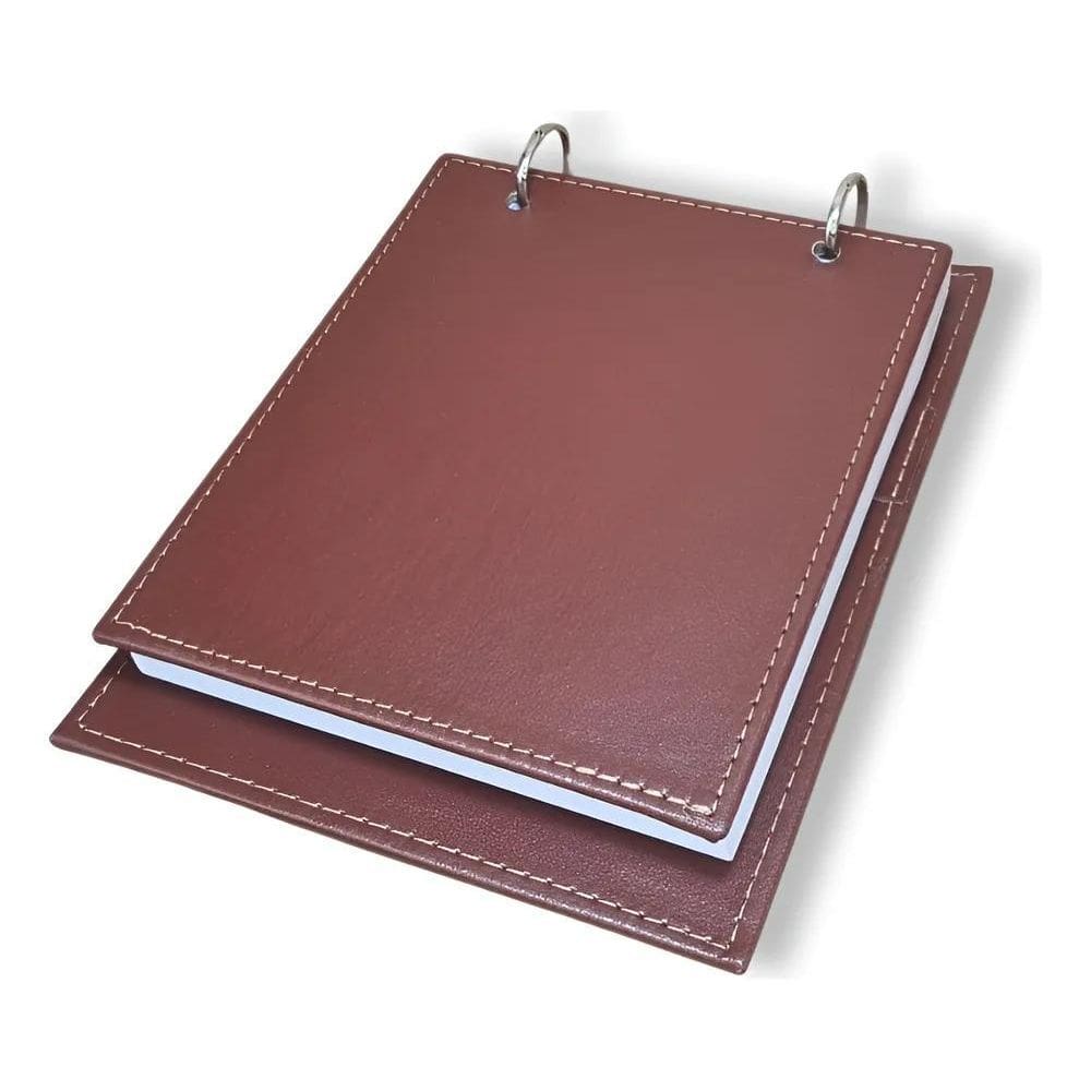 Caderneta Executiva Couro Com Argolas 150 Fls Pr Marrom