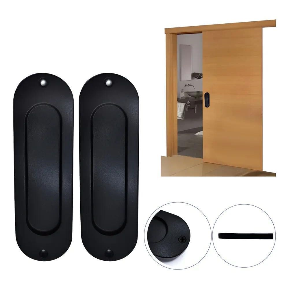 Puxador Concha Porta Correr Alumínio Preto Fosco