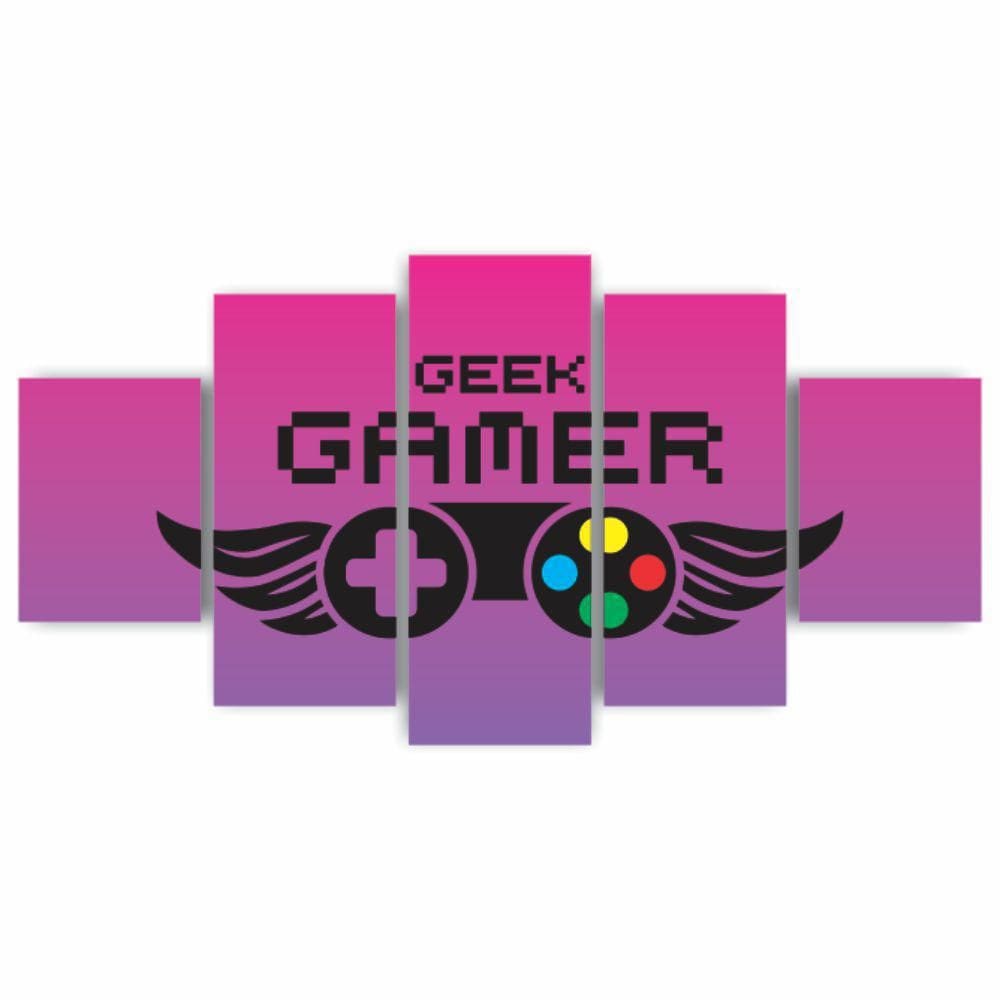 Kit Quadros Decorativos Mdf Gamer Geek Controle Roxa