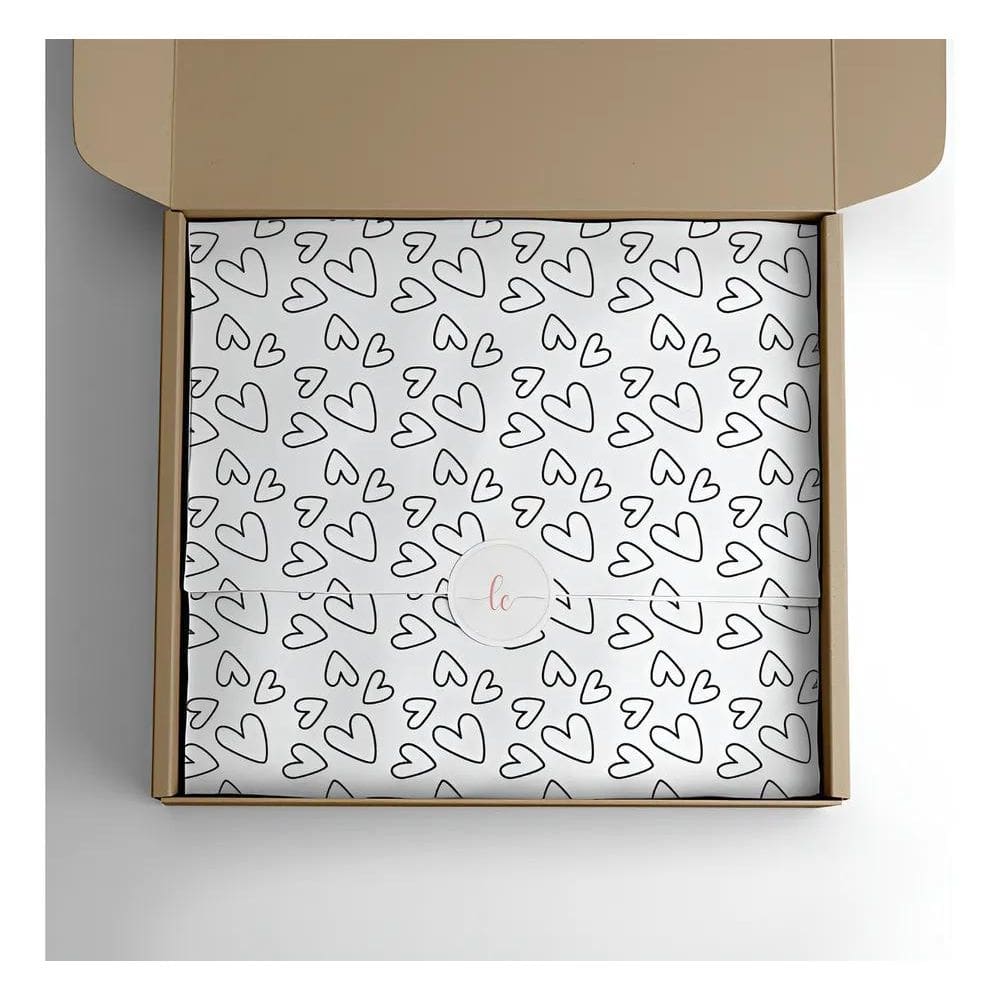 Papel Seda Coração Premium 200 Folhas 35X Preto