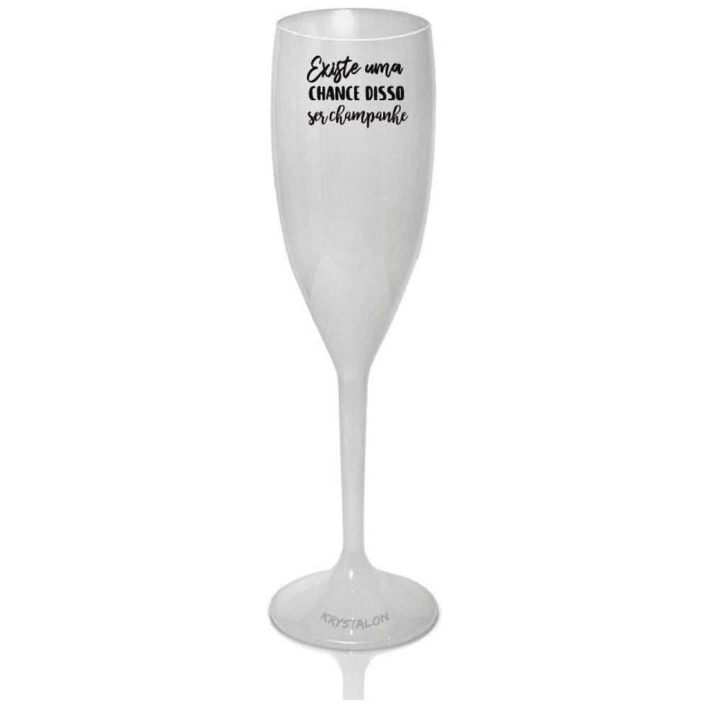 Taça Champanhe Branca Acrílico Personalizada - Chance De Ser