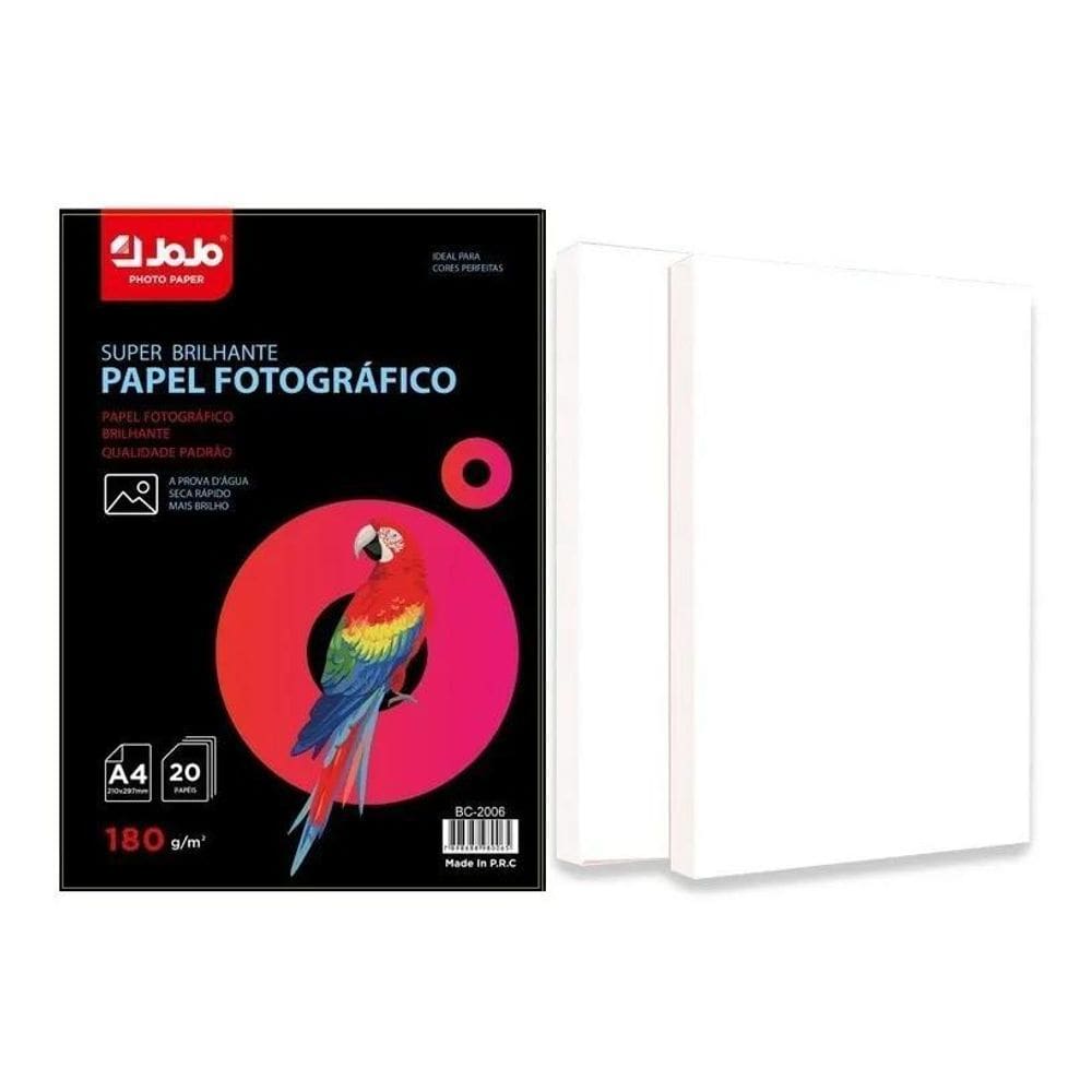Papel Foto A4 Glossy 180G Branco Prova D`Água