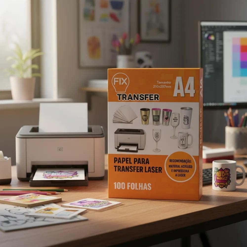 Papel Transfer Laser 90G Alto Brilho 50 Transparente