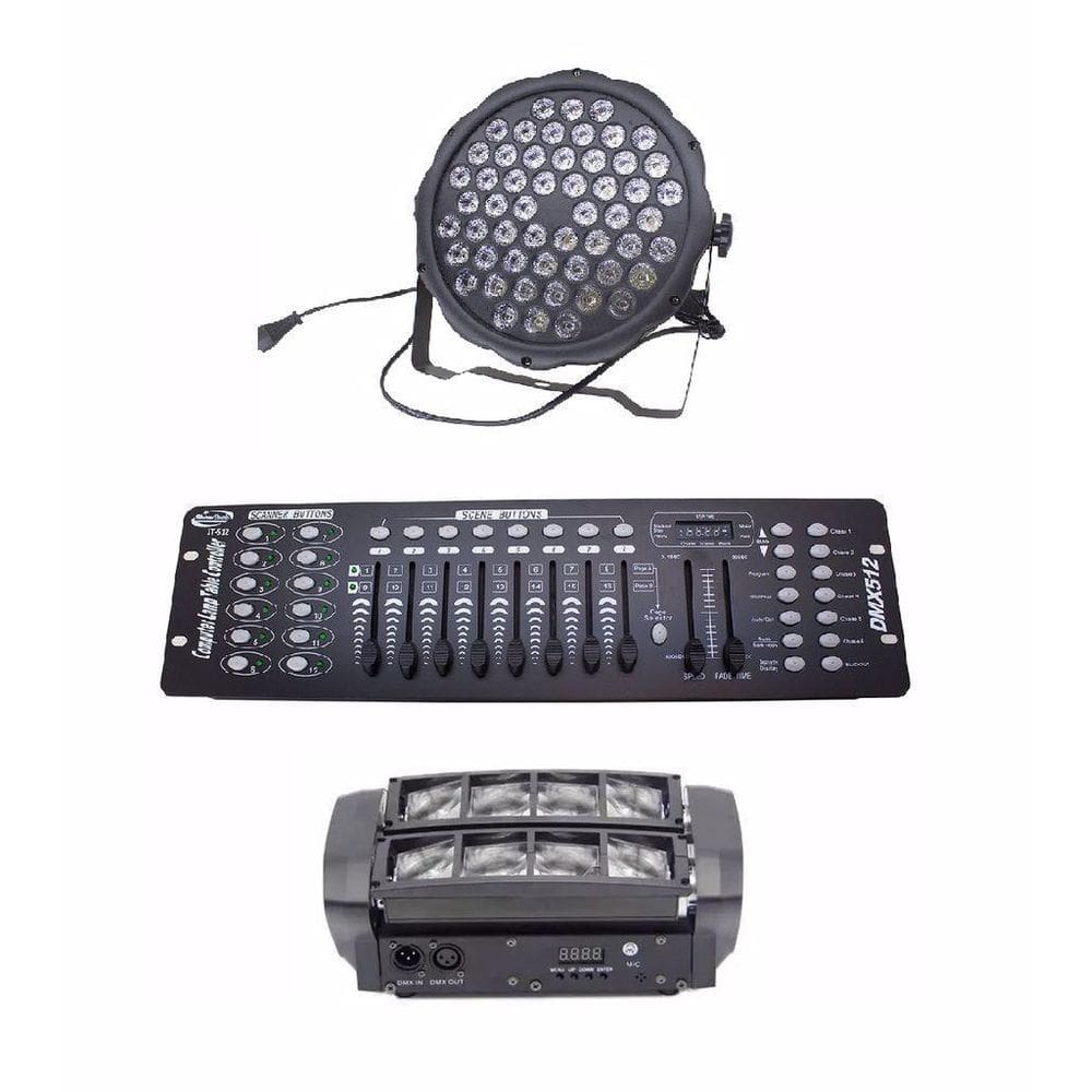 Kit 1Par Led Slim 54X3W 1Mini Moving Spider 8X65 Dmx 512
