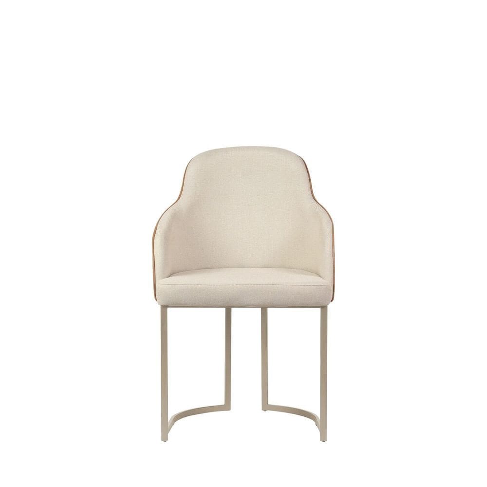 Cadeira Estofada com Pés de Aço Albany Champanhe/Linked/Caramel