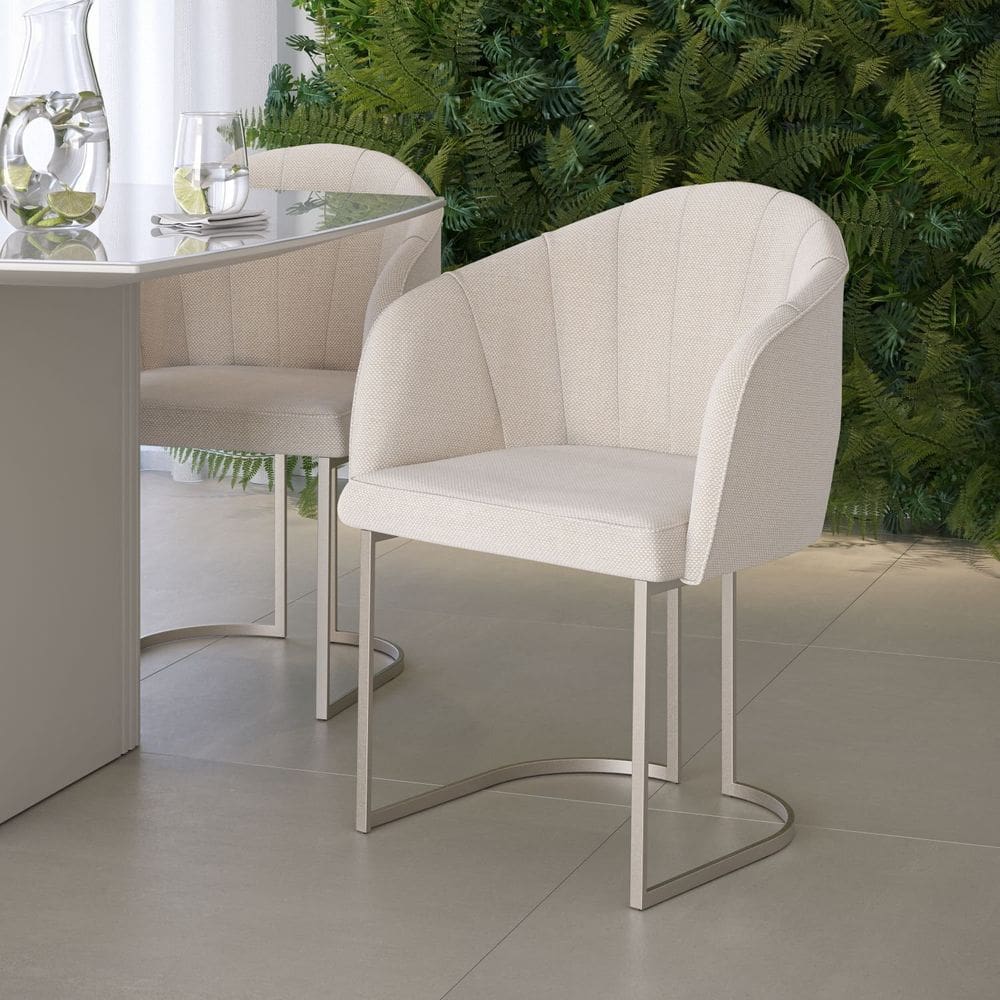 Cadeira com Encosto Anatômico e Pés de Aço Beverly Champanhe/Linked