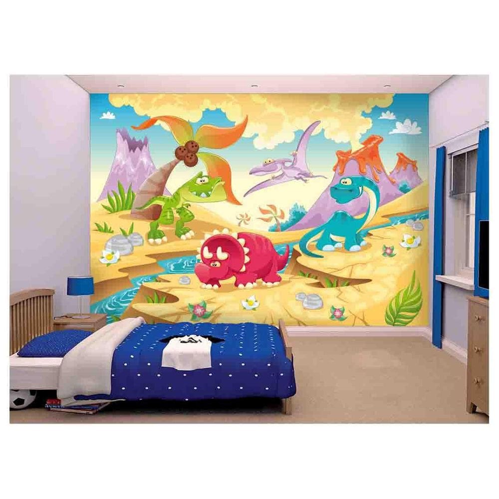 Papel De Parede Infantil Dinossauros Kids 3D Azs60