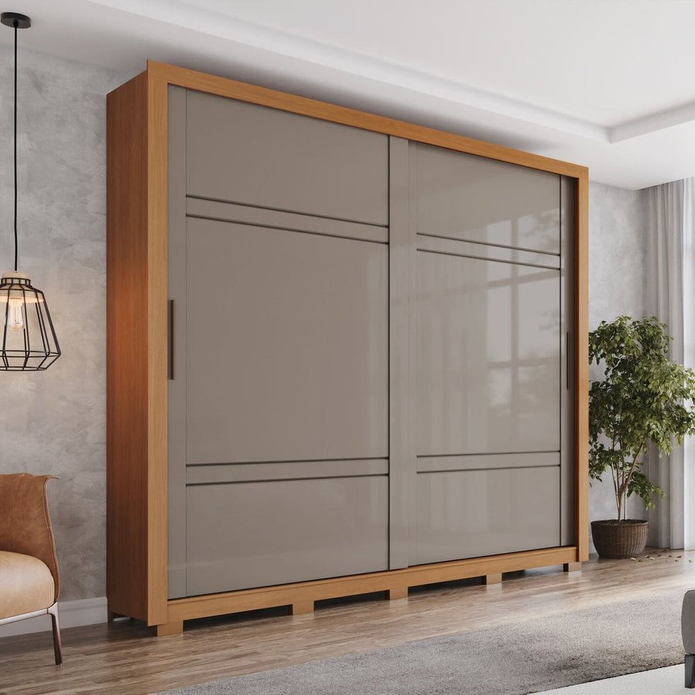 Guarda-roupa Casal 2 Portas Deslizantes 4 Gavetas Sintra Cinamomo/Avelã