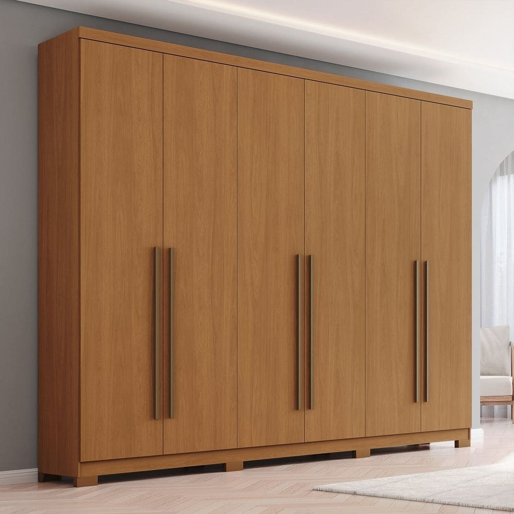 Guarda-roupa Casal 6 Portas e 3 Gavetas New Jade Cinamomo/Off White