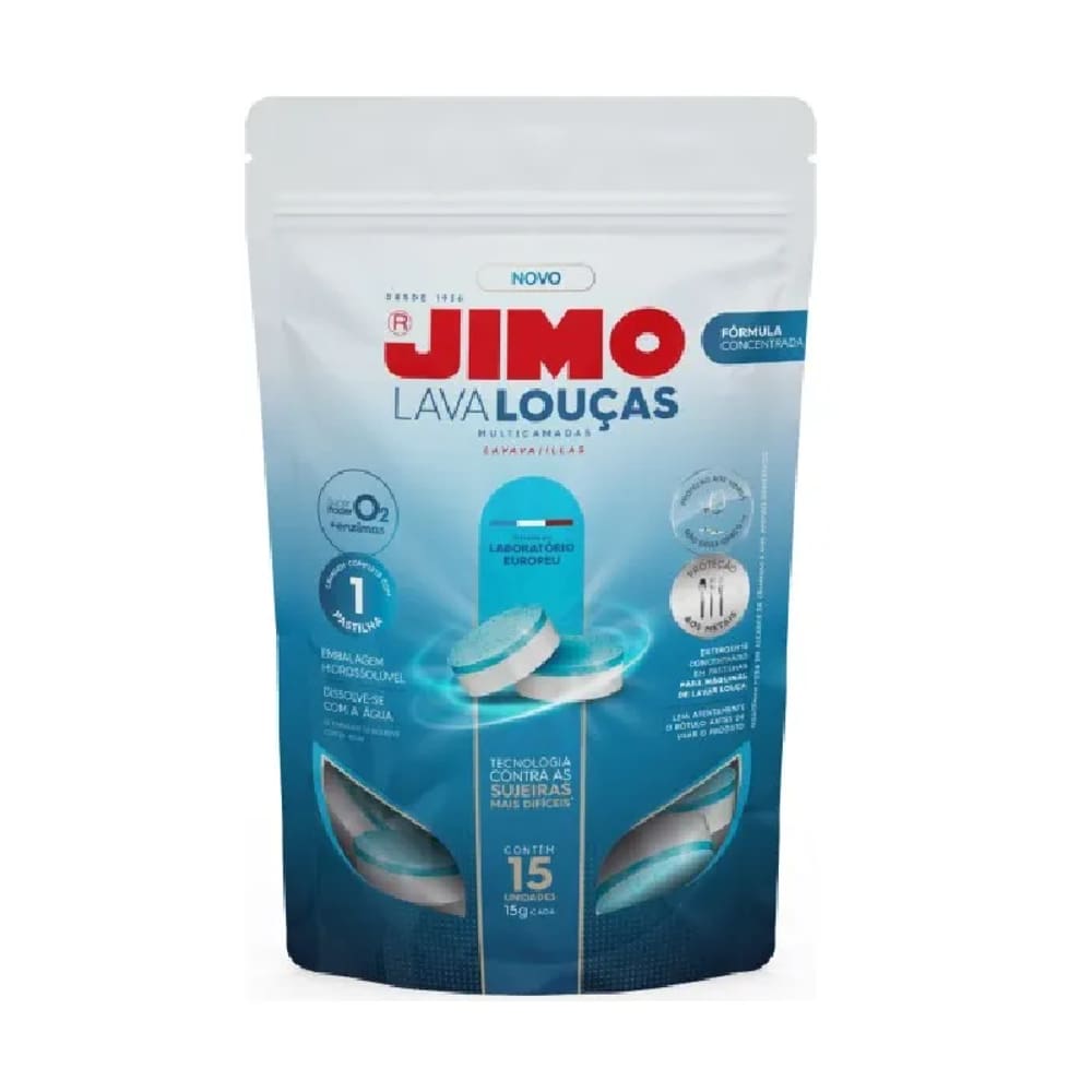 Jimo Lava Louças Multicamadas Hidrossolúvel Pacote 15 unidades com15g cada