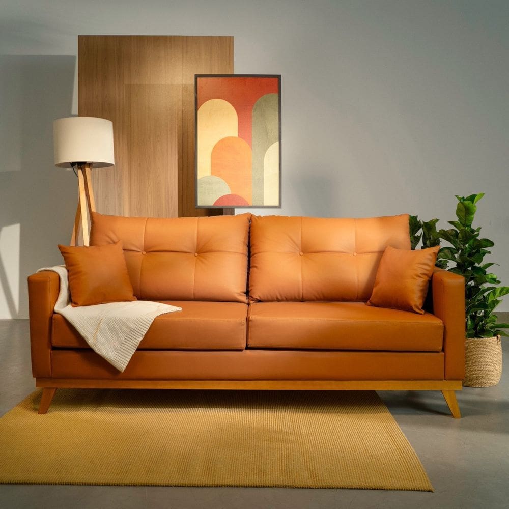 Sofá 2 Lugares 180cm Soul Cabecasa Madeiraoriginals Courino Caramelo