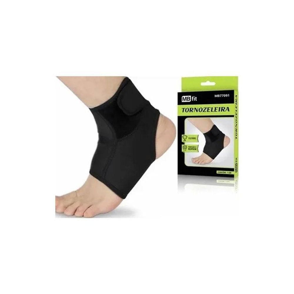 Tornozeleira Unissex Preta Tensor Ajustável Tornozelo