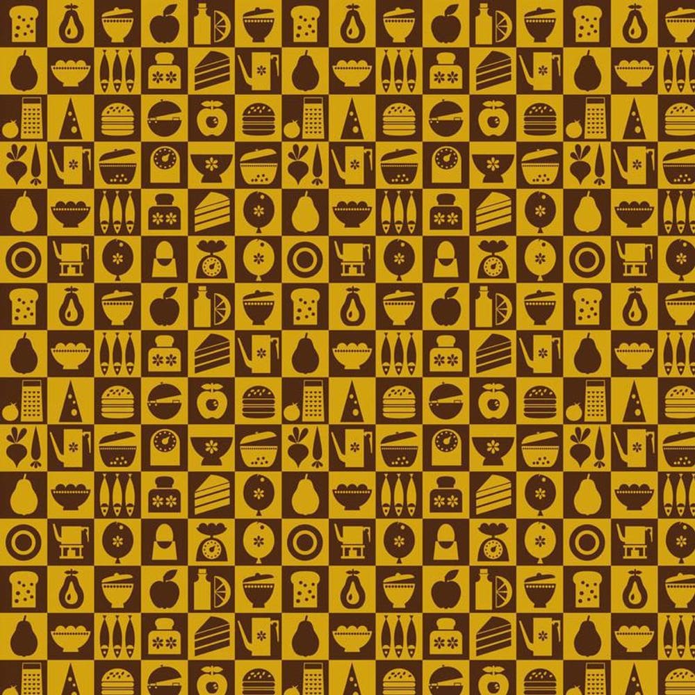 Papel De Parede Quadrados Com Comida E Utensílios De Cozinha