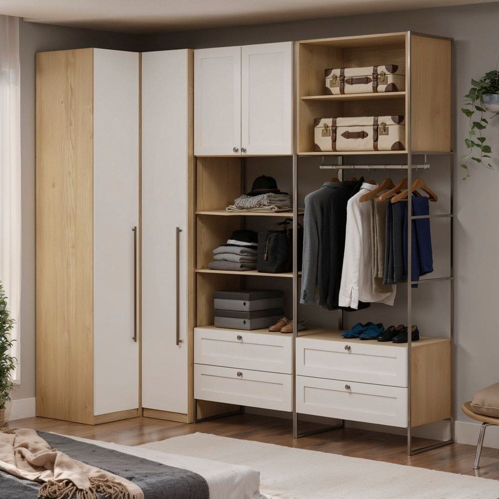Guarda-roupa Closet Modulado 100% Mdf Detalhes Provençal Infinity Savana/Branco Fosco
