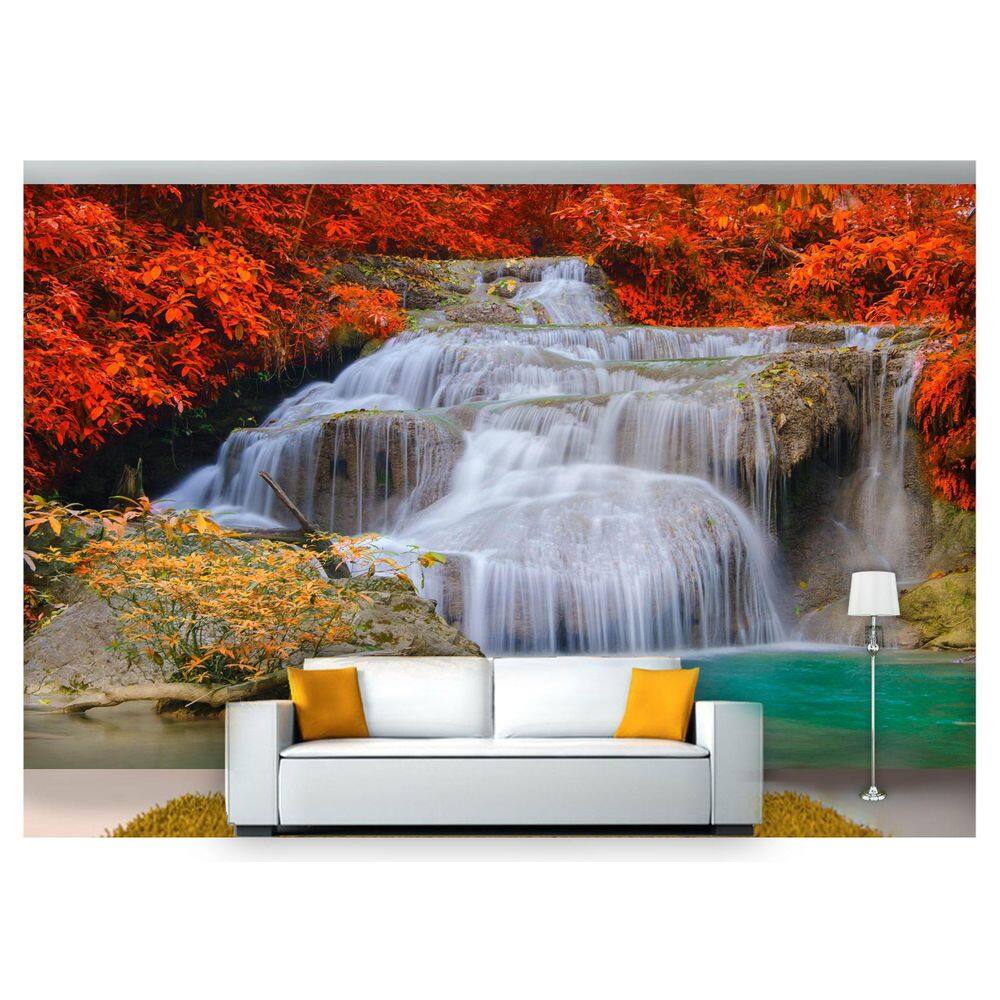 Papel De Parede Cachoeira Natureza Outono 3D 6M² Nch113